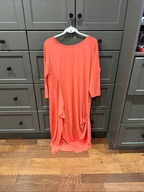 Sympli Coral Maxi Dress with Side Drape